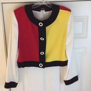 Vintage ABS color block jacket top. Red & yellow.